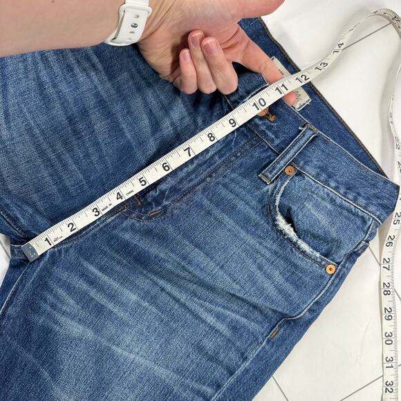 Madewell Jeans Womens 25 Blue Perfect Summer Destructed Edition Cotton Raw Hem - Picture 10 of 13